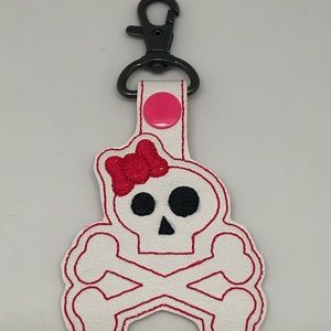 Pink Skulls Crossbones Key Fob